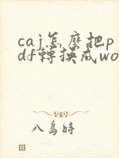 caj怎么把pdf转换成word文档