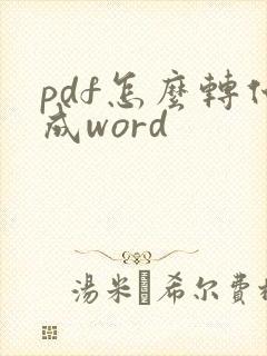 pdf怎么转化成word