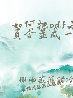 如何把pdf两页合并成一页