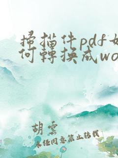 扫描件pdf如何转换成word文档