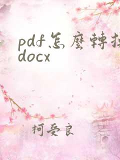 pdf怎么转换docx