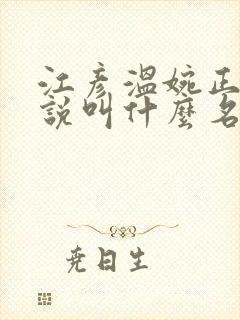 江彦温婉正版小说叫什么名字