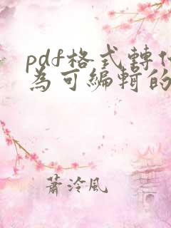 pdf格式转化为可编辑的doc