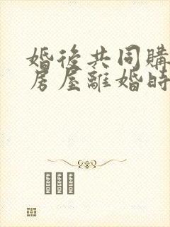 婚后共同购买的房屋离婚时分割