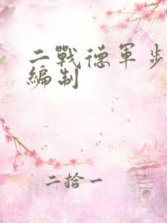 二战德军步兵连编制