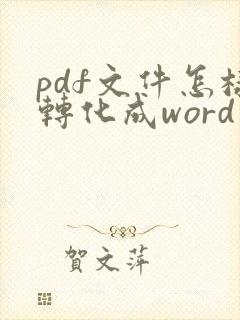 pdf文件怎样转化成word文件