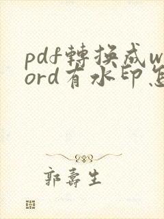 pdf转换成word有水印怎么办