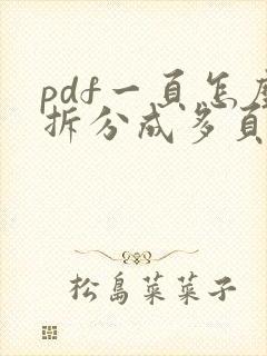 pdf一页怎么拆分成多页