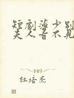短剧薄少别演了夫人看不见
