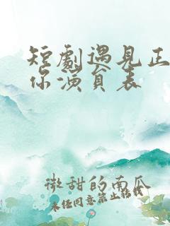 短剧遇见正确的你演员表