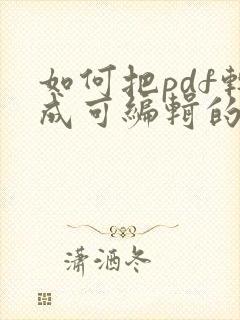 如何把pdf转成可编辑的word
