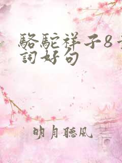 骆驼祥子8章好词好句