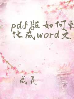pdf版如何转化成word文档