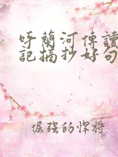 呼兰河传读书笔记摘抄好句