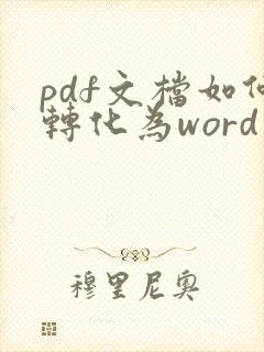pdf文档如何转化为word文档