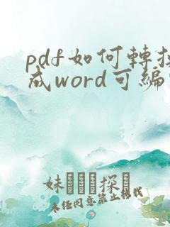 pdf如何转换成word可编辑