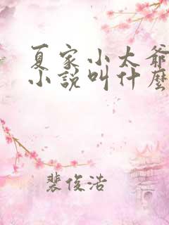 夏家小太爷原著小说叫什么名字