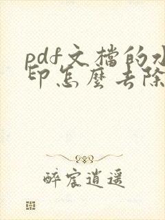pdf文档的水印怎么去除