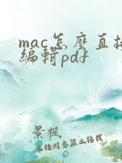 mac怎么直接编辑pdf