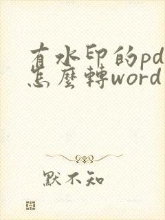 有水印的pdf怎么转word