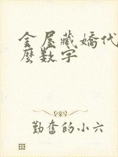 金屋藏娇代表什么数字