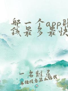 哪一个app赚钱最多最快