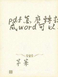 pdf怎么转换成word可以编辑原文吗
