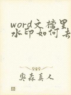 word文档里水印如何去掉