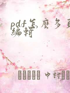 pdf怎么多页编辑