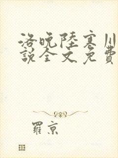 洛晚陆寒川的小说全文免费阅读