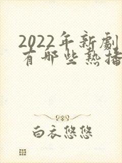 2022年新剧有哪些热播剧