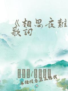 《相思夜难眠》歌词
