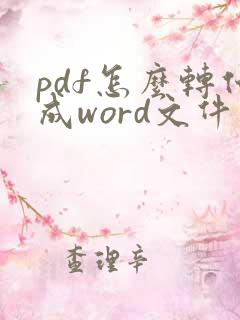 pdf怎么转化成word文件