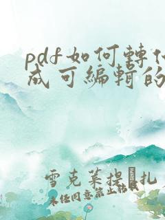 pdf如何转化成可编辑的word文档