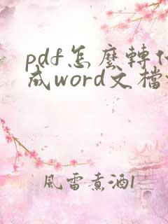pdf怎么转化成word文档格式