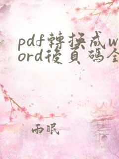pdf转换成word后页码全乱了,怎么修改