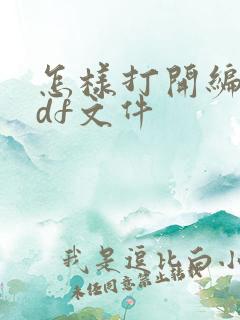 怎样打开编辑pdf文件