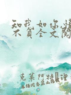 知我如你,情深不负全文阅读免费