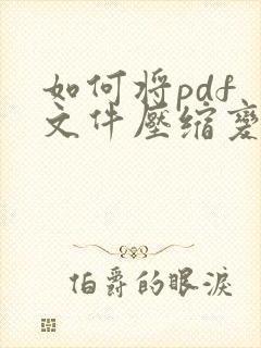 如何将pdf 文件压缩变小