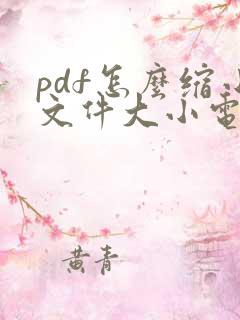 pdf怎么缩小文件大小电脑