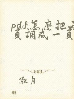 pdf怎么把两页调成一页