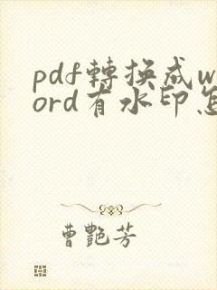 pdf转换成word有水印怎么办