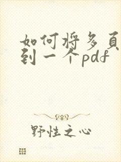 如何将多页扫描到一个pdf
