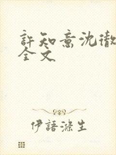 许知意沈彻阅读全文