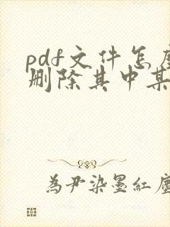 pdf文件怎么删除其中某一页