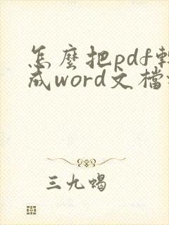 怎么把pdf转成word文档格式