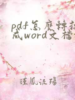 pdf怎么转换成word文档格式