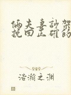 俩夫妻吵架怎么挽回正确的方法