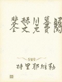 裴赫川慕昭小说全文免费阅读