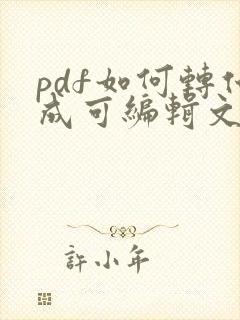pdf如何转化成可编辑文档